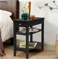 Costway 24.5 in. Wood End Table with Drawer