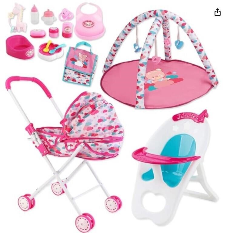 deAO Baby Doll Stroller Set 14 in 1