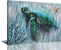 Arjun 12x16'' Canvas Wall Art Green Sea Turtle