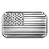 1 oz Silver American Flag Design Bar -.999 Pure