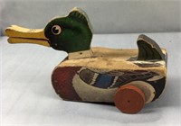 1947 Fisher Price Snap Quack Wood Pull Toy Duck
