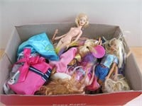 Paper Box Full of Barbie Dolls and more