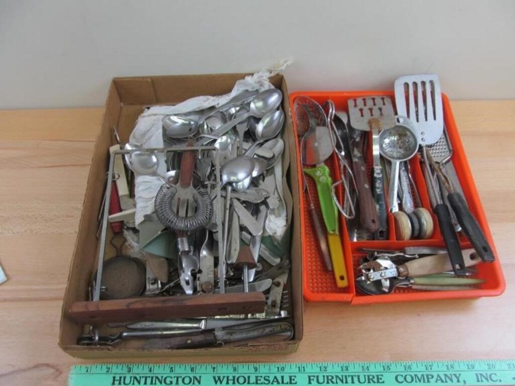 Flatware, Knives, and more box lot