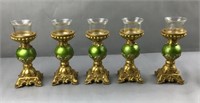 5 identical napco candle holders