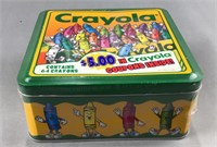 Crayola tin of 64 crayons with coupons