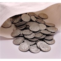 Canvas Bank Bag w/ 250 Roosevelt 90% Silver Dimes