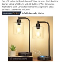 Set of 2 Industrial Touch Control Table Lamps