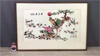 Framed Large Chinese Embroidered Bird Tapestry