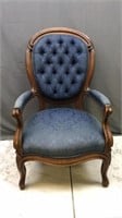 Vintage Balloon Back Arm Chair Wood & Upholstered