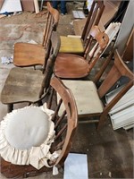 Lot of 6 Mismatched Wood Chairs