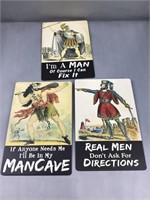 Set of 3 Man signs 7” x 11” each