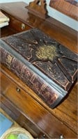 Large antique leather bound, holy Bible, circa