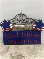 Wooden God Bless America Sign