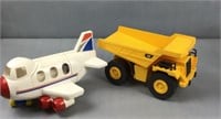 Airplane & Caterpillar dump truck