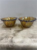 Vintage Carnival Glass Candle Holders