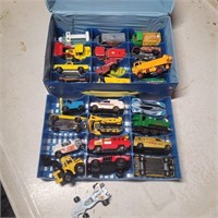 Vintage Die-Cast Carry Case Full of Old Cars Truck