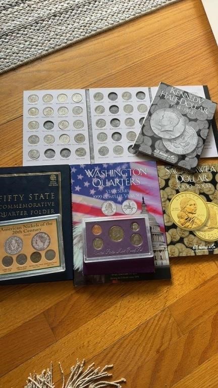 Five coin books, with quarters, Sacagawea