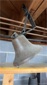 Antique 8 inch bronze ship Bell, on a bracket for