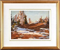 BRODIE SHEARER 'EARLY SNOW' OIL ON BOARD SIGNED