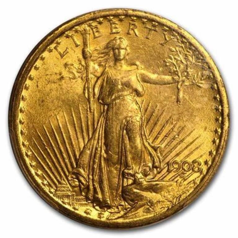 1908 NM $20 Gold Saint Gaudens