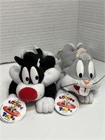 1996 Looney Tunes Bugs & Sylvester Plush Beanies