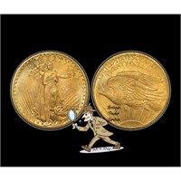 $20 Gold Saint gaudens Coin 1908 NM