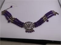 Purple Amethyst & Sterling beaded Choker Necklace