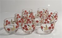 SET OF 8 FEDERAL GLASS CHERRY ROLY POLY GLASSES