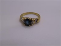 stunning 18kt Gold sz6.25 Ring Blue & Diamond 3.8g