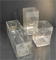 3 SQUARE & RECTANGULAR GLASS VASES