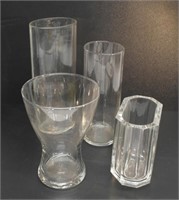 4 CIRCULAR GLASS VASES