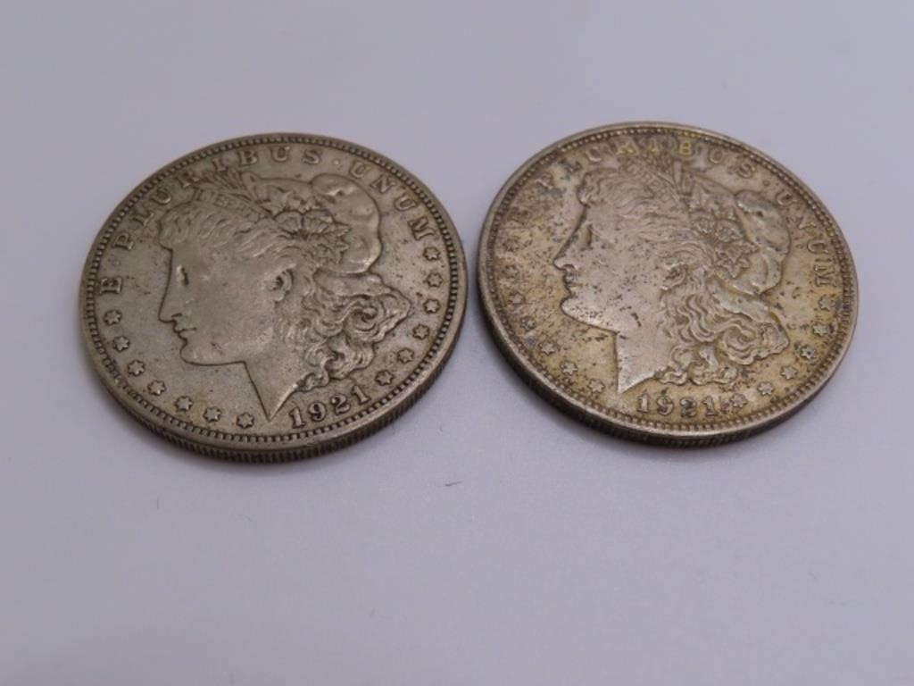 (2) 1921 Morgan Silver Dollar Coins