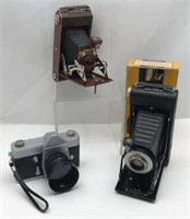 3 Vintage Cameras: Brown Six-16 Kodak Art Deco