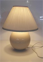LAMP W/ CERAMIC BASE & CREAM PLEATED FABRIC SHADE