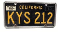 1963 California State License Plate Black