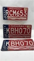 (3) 1978 Michigan '76 Usa Flag License Plate