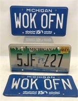 3 Michigan License Plates (2) Wok Ofn On 150 Blue