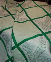 KING HAND STITCHED AND EMBROIDERED QUILT-STAINED