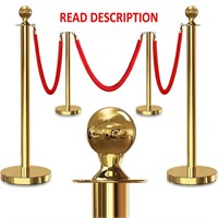 $70  4PCS Gold Stanchions  3PCS 5ft Red Rope Set