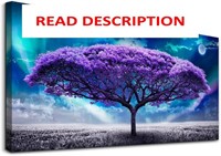 $49  20x40in Purple Tree Abstract Canvas Art