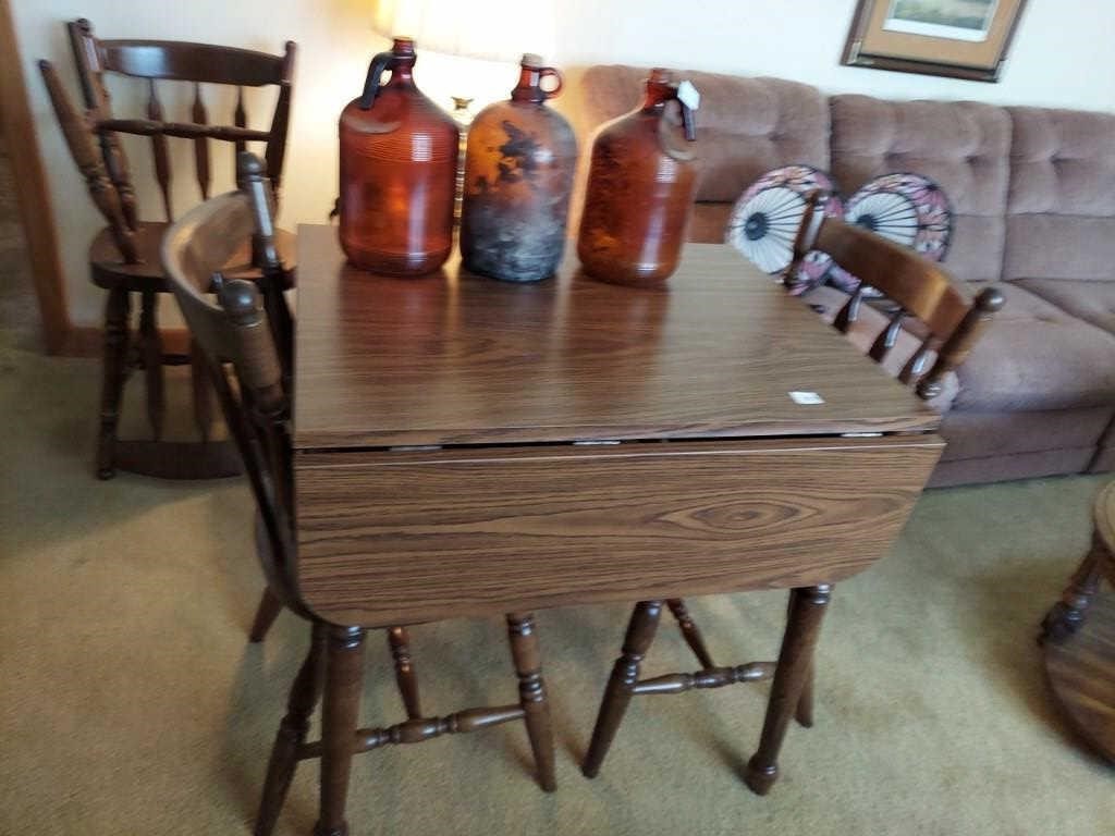 MID CENTURY DROP LEAF TABLE WITH 4 CHAIRS