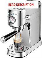 $200  CASABREWS Espresso Machine 20 Bar  A-Silver