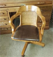 JASPER SEATING WOOD AND LEATHER VINTAGE DESK CHAIR