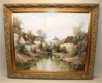 Willi Bauer Bavarian Village Original Oil Painting