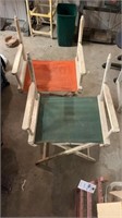 2 wooden folding chairs. Missing backs