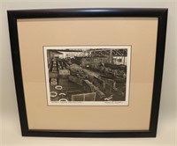 1947 Jackson Lee Nesbitt Etching Rod Mill Framed