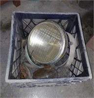 VINTAGE HEADLIGHT AND CRATE