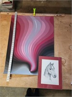Wall art - colt sketch & pink art