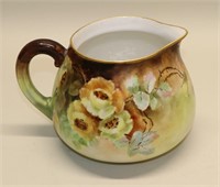 T&V Limoges Cider Pitcher with Handpainted Flowers