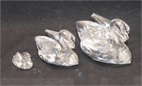 (3) Swarovski Crystal Swans Large Medium & Small